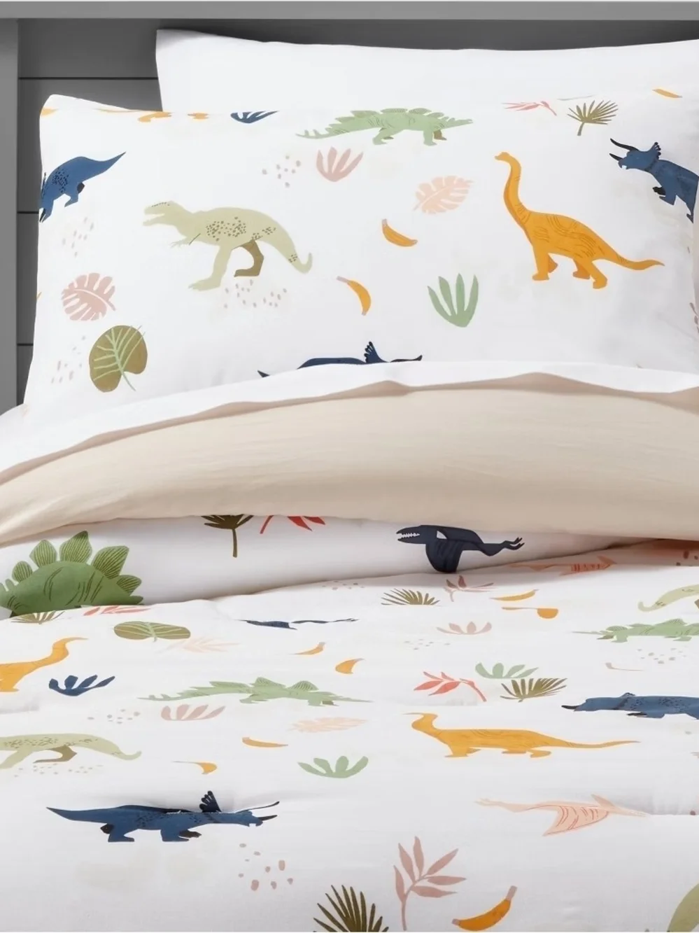 Pillowfort White Comforter with Multicolor Dinosaur Print